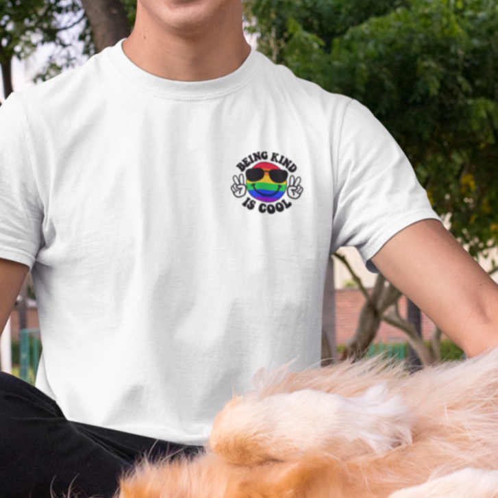Real Belonging T-Shirt White / S Rainbow Happy Face “Being Kind Is Cool” T-Shirt
