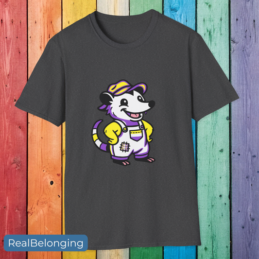 T-Shirt Adorable AF Non-Binary Possum Pride T-Shirt | Hillbilly Queer Critter