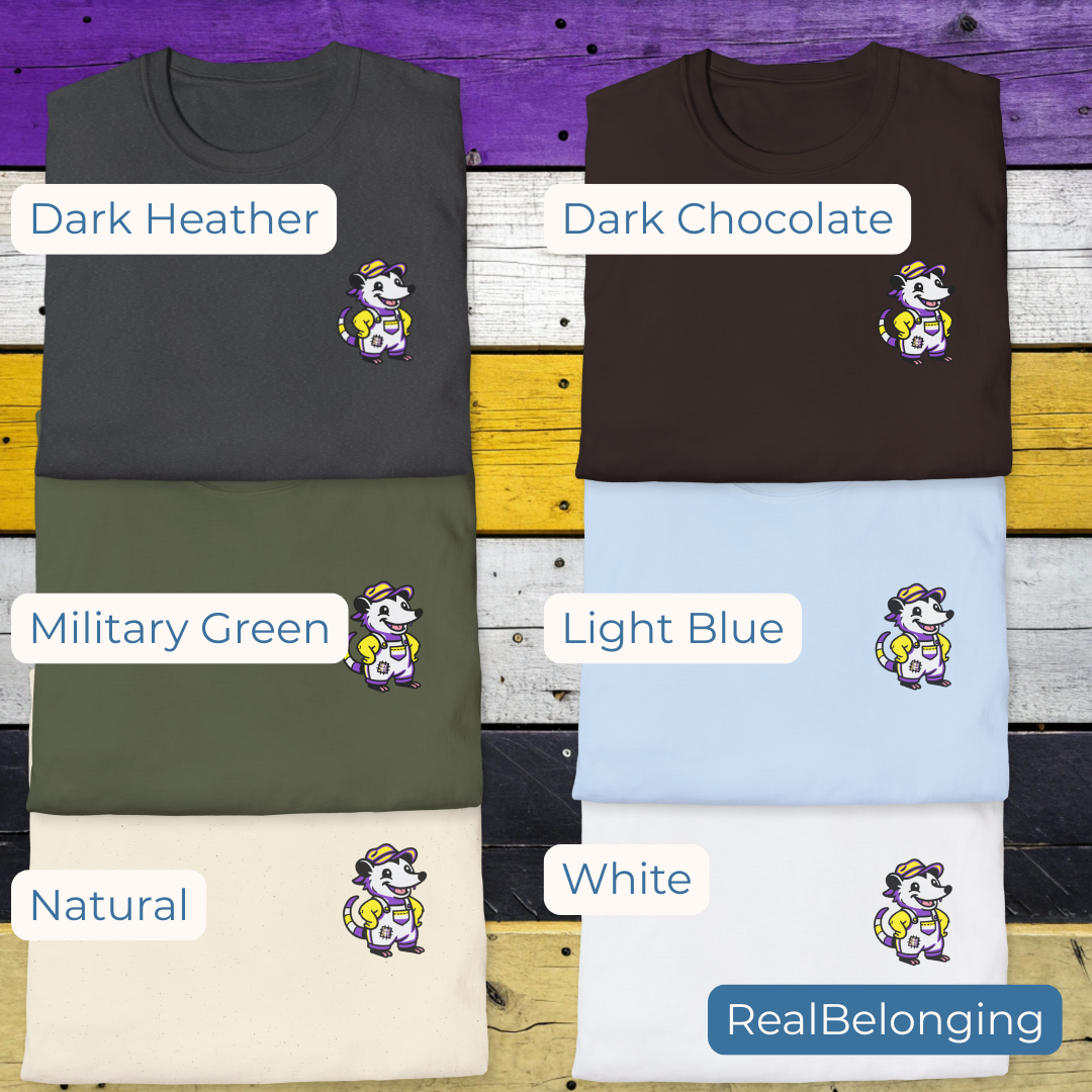 T-Shirt Adorable AF Non-Binary Possum Pride T-Shirt | Hillbilly Queer Critter