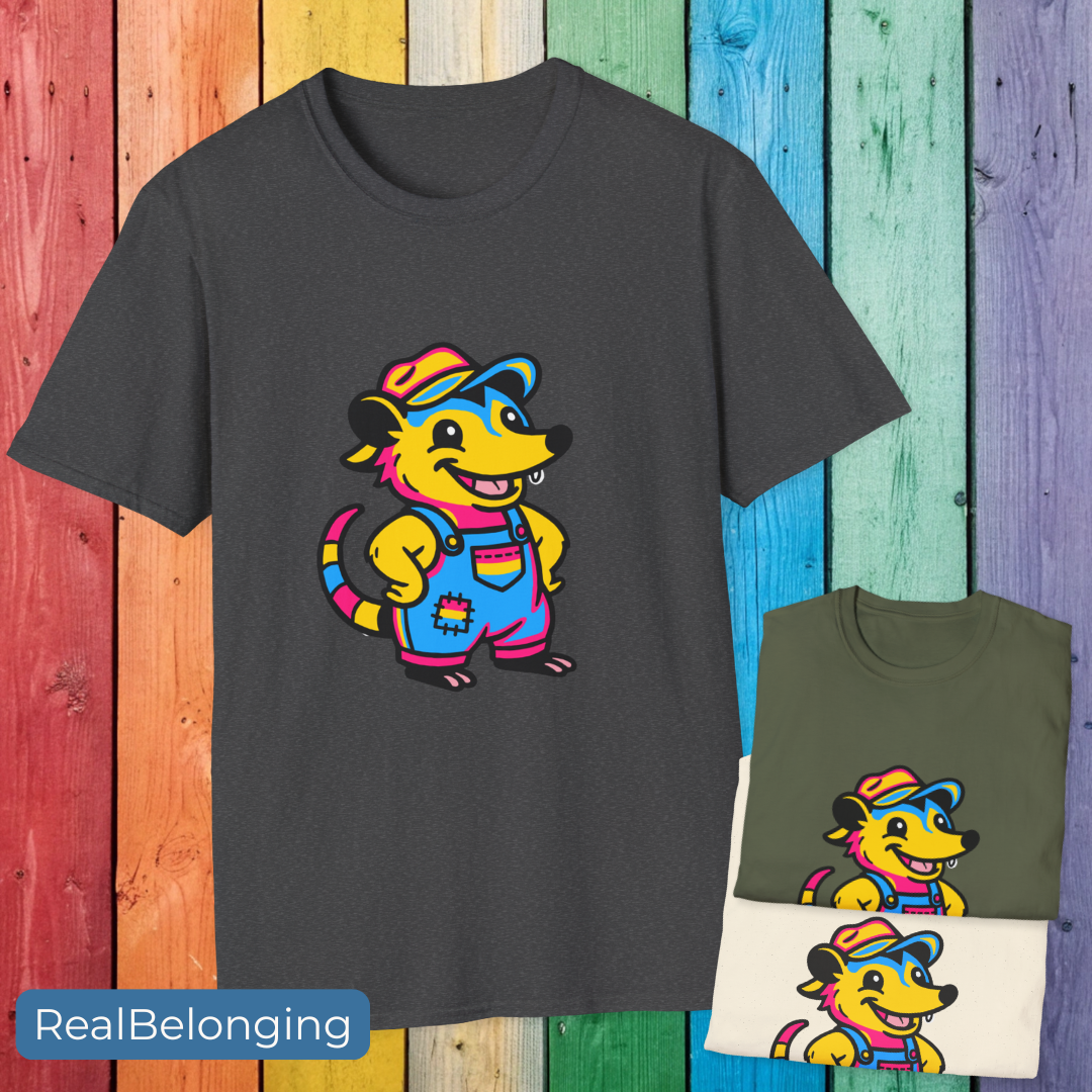 T-Shirt Adorable AF Pansexual Possum Pride T-Shirt | Hillbilly Queer Critter