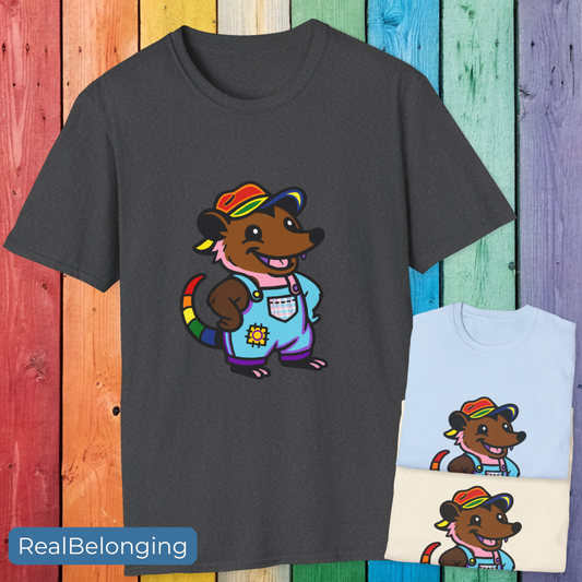 T-Shirt Adorable AF Rainbow Progress Pride Possum T-Shirt | Hillbilly Queer Critter
