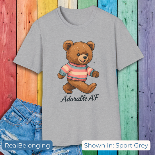T-Shirt Adorable AF Teddy Bear in Blue & Pink Sweater T-shirt
