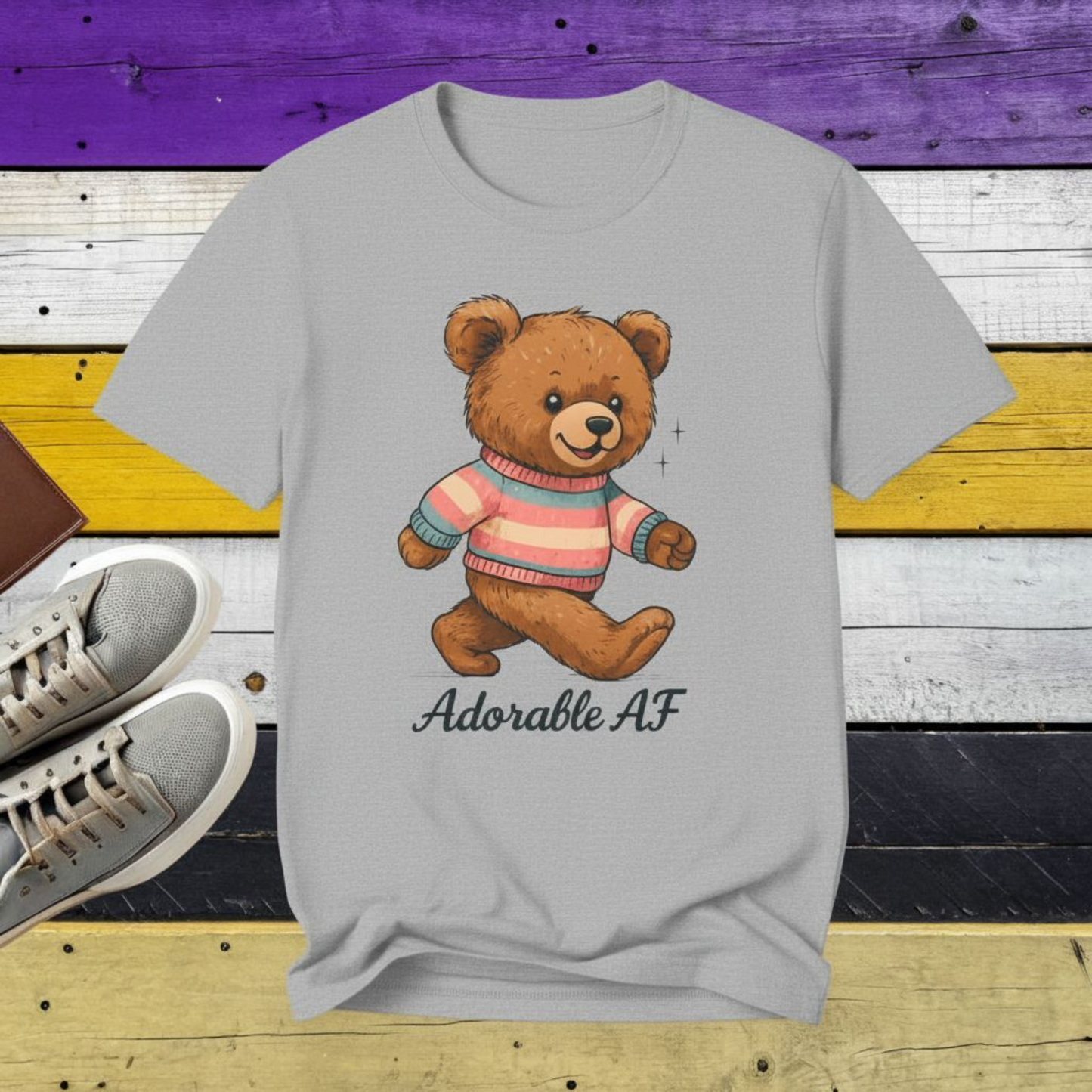 T-Shirt Adorable AF Teddy Bear in Blue & Pink Sweater T-shirt