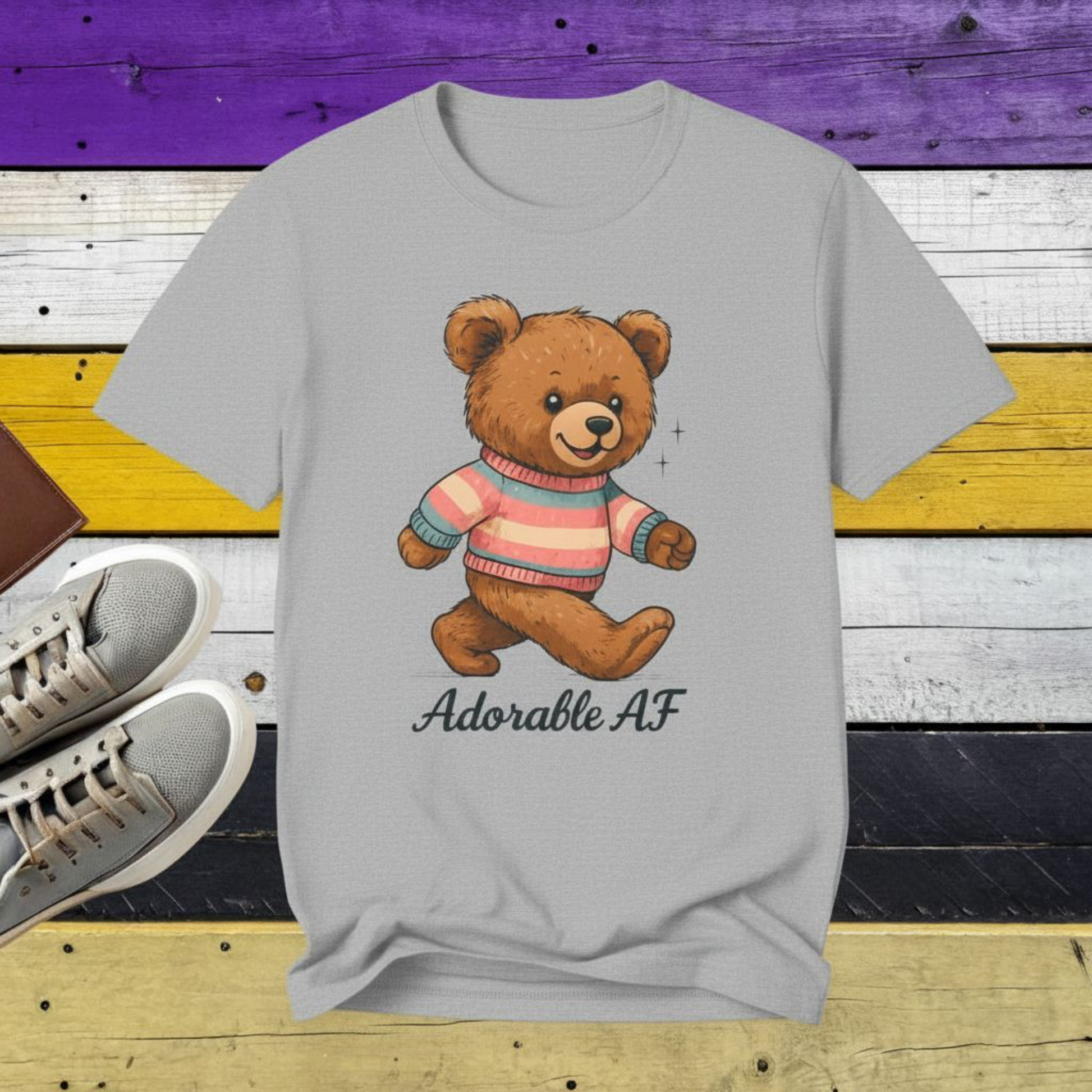T-Shirt Adorable AF Teddy Bear in Blue & Pink Sweater T-shirt