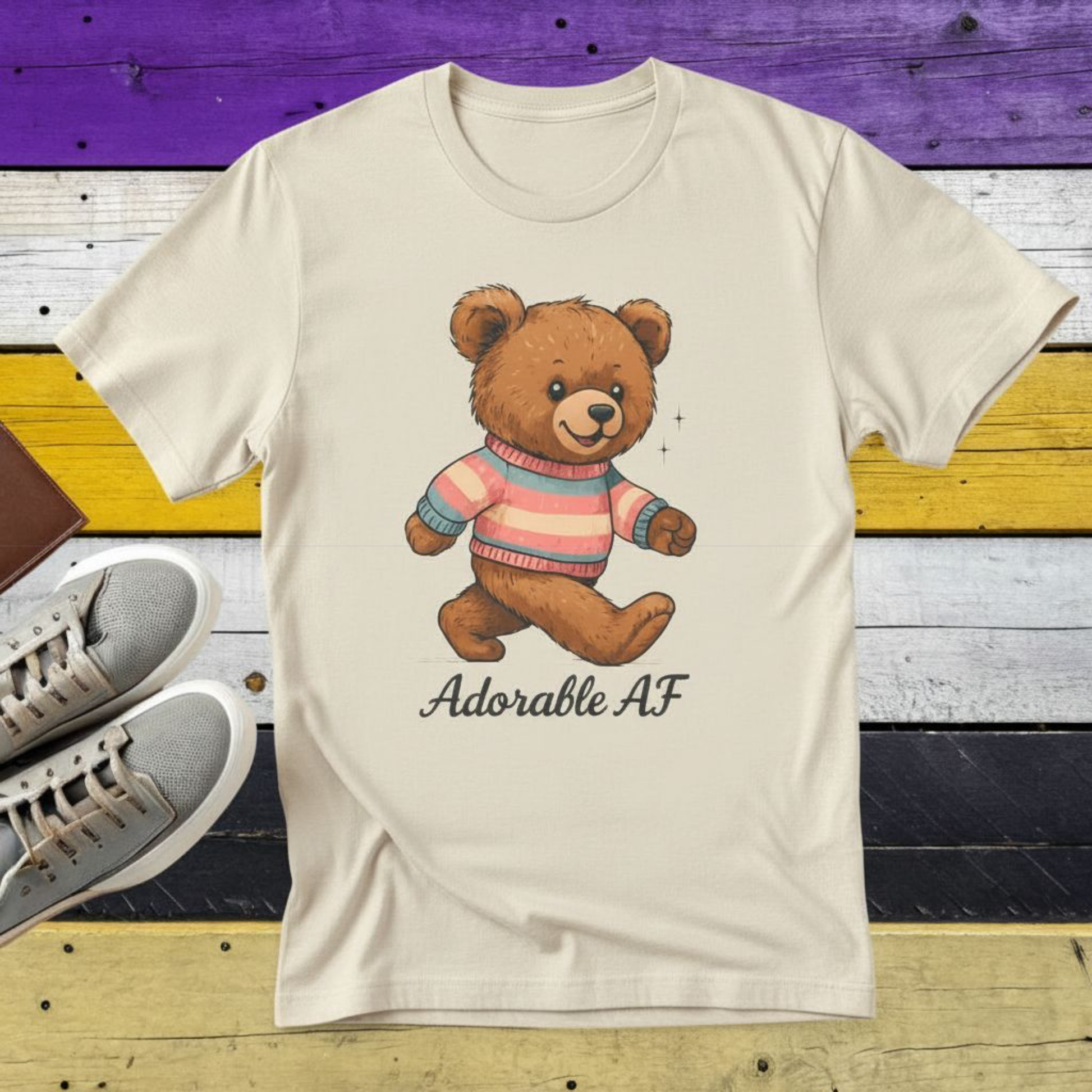 T-Shirt Adorable AF Teddy Bear in Blue & Pink Sweater T-shirt