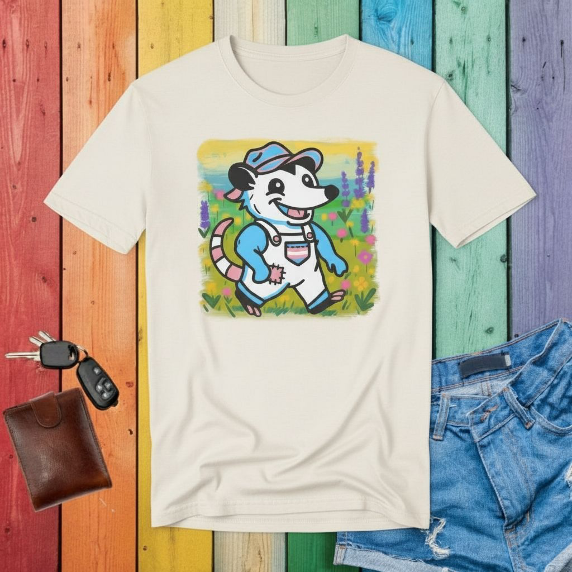 T-Shirt Adorable AF Trans Possum Wildflower Stroll
