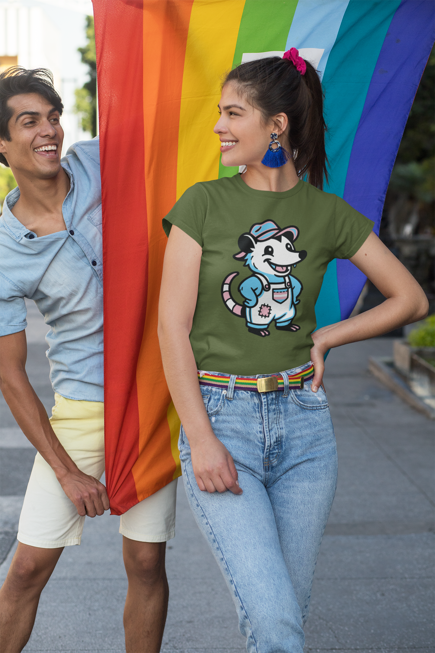 T-Shirt Adorable AF Transgender Possum Pride T-Shirt | Hillbilly Queer Critter