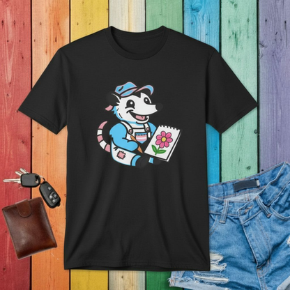 T-Shirt Black / S Adorable AF Trans Possum Drawing Artist