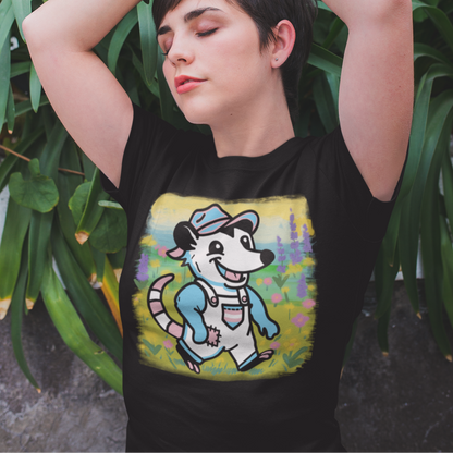 T-Shirt Black / S Adorable AF Trans Possum Wildflower Stroll
