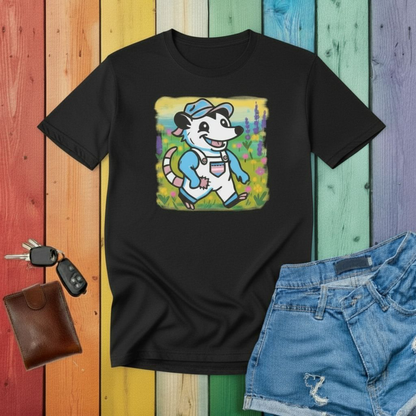 T-Shirt Black / S Adorable AF Trans Possum Wildflower Stroll