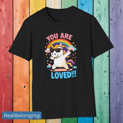 T-Shirt Black / S You Are Loved Unicorn T-shirt (Adult)