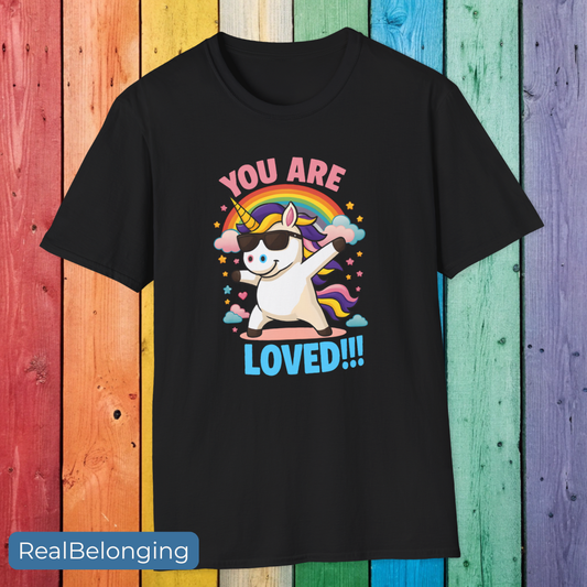 T-Shirt Black / S You Are Loved Unicorn T-shirt (Adult)