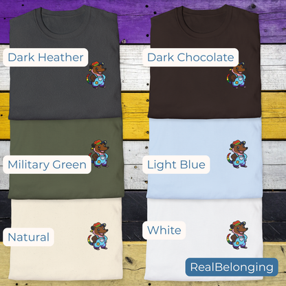 T-Shirt Dark Chocolate / S / 4" Adorable AF Rainbow Progress Pride Possum T-Shirt | Hillbilly Queer Critter