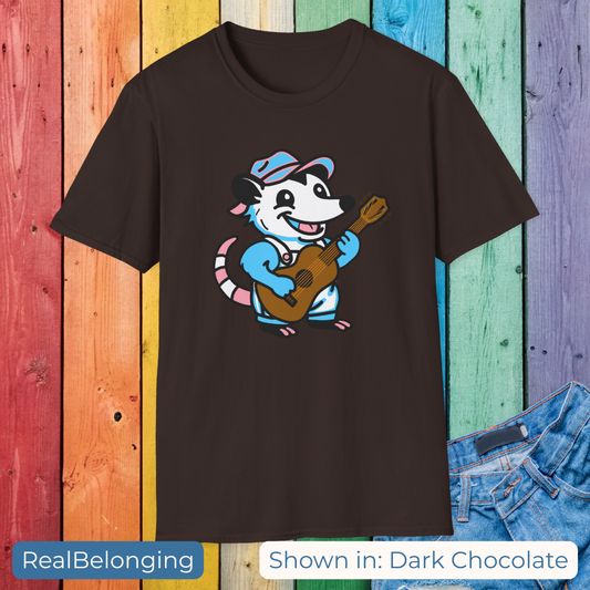 T-Shirt Dark Chocolate / S Adorable AF Trans Possum Guitar