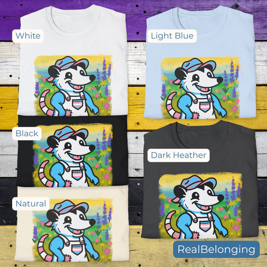 T-Shirt Dark Heather / S Adorable AF Trans Possum Wildflower Stroll