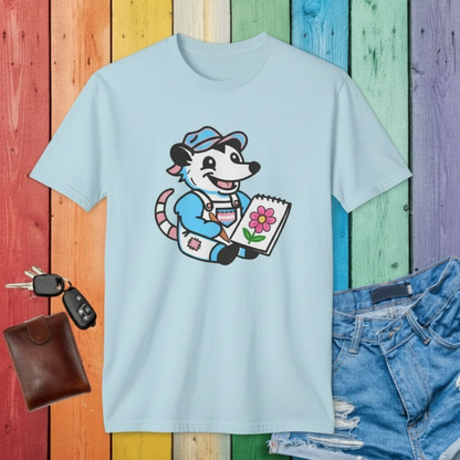 T-Shirt Light Blue / S Adorable AF Trans Possum Drawing Artist