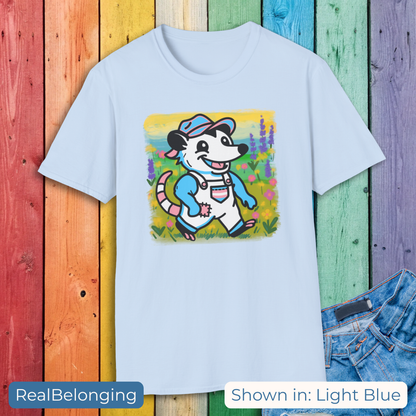 T-Shirt Light Blue / S Adorable AF Trans Possum Wildflower Stroll