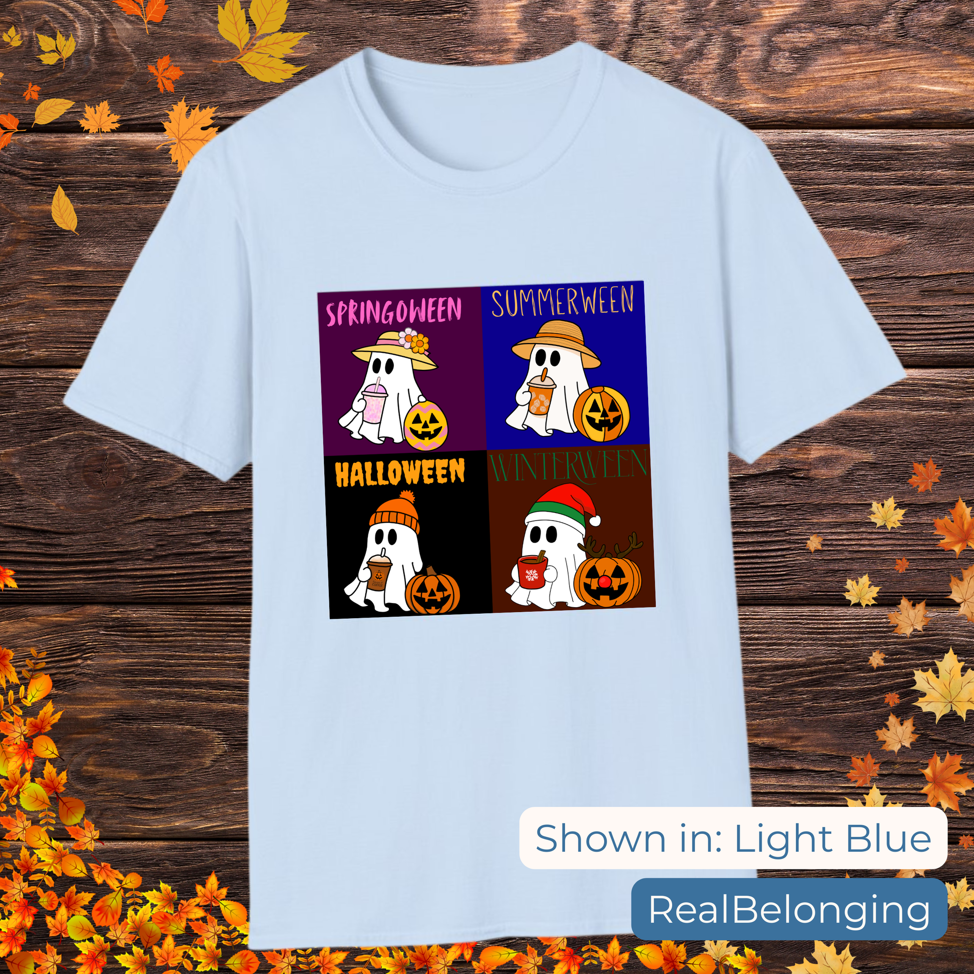T-Shirt Light Blue / S Four Seasons Year-Round Halloween Ghost T-Shirt