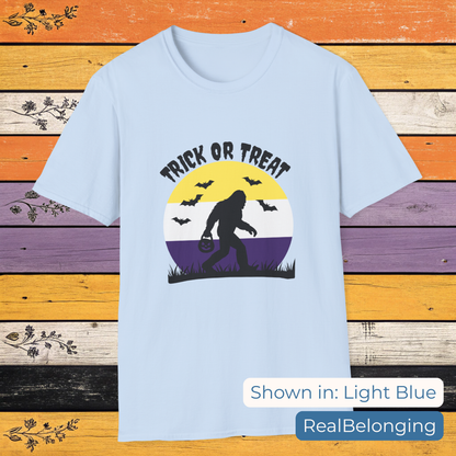 T-Shirt Light Blue / S Trick or Treat Non-Binary Sasquatch Halloween Shirt