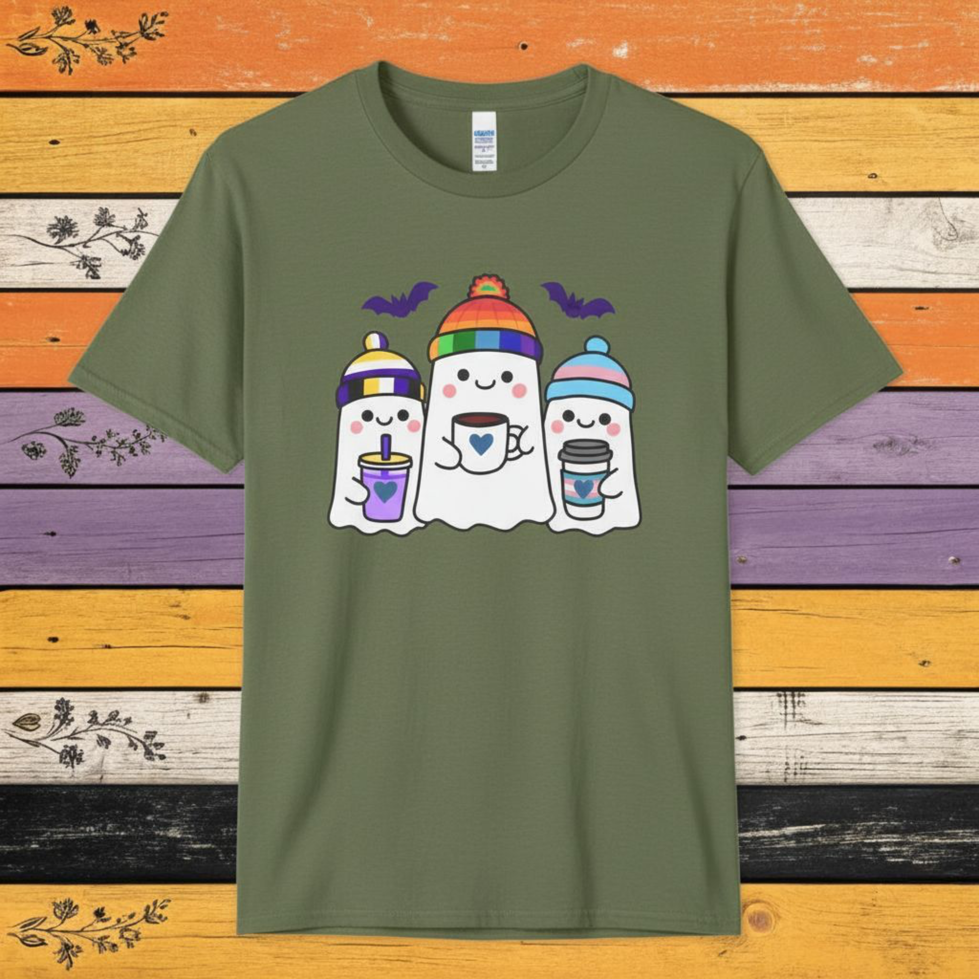 T-Shirt Military Green / S Adorable Queer, Trans, and Non-binary Ghosts
