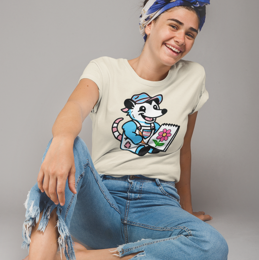T-Shirt Natural / S Adorable AF Trans Possum Drawing Artist