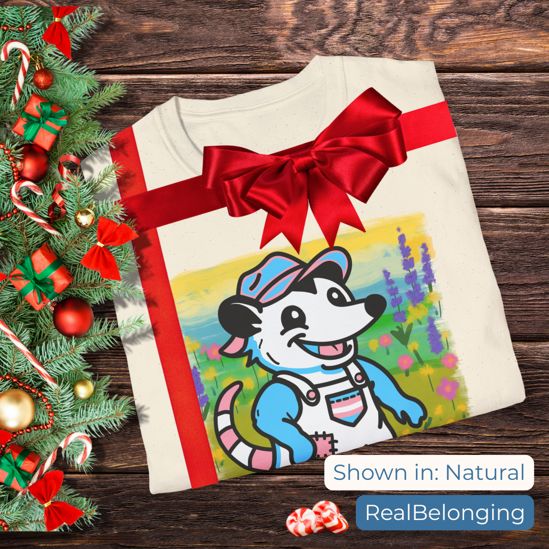 T-Shirt Natural / S Adorable AF Trans Possum Wildflower Stroll