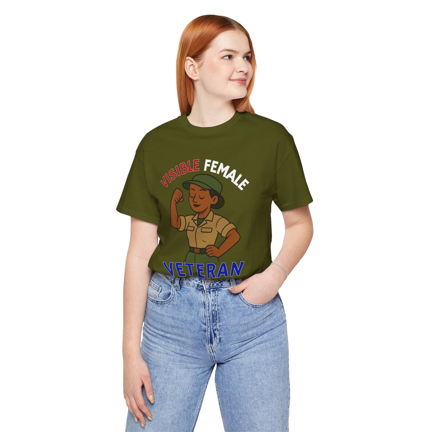 T-Shirt Olive / S Visible Female Veteran | Bella+Canvas 3001 Soft T-shirt