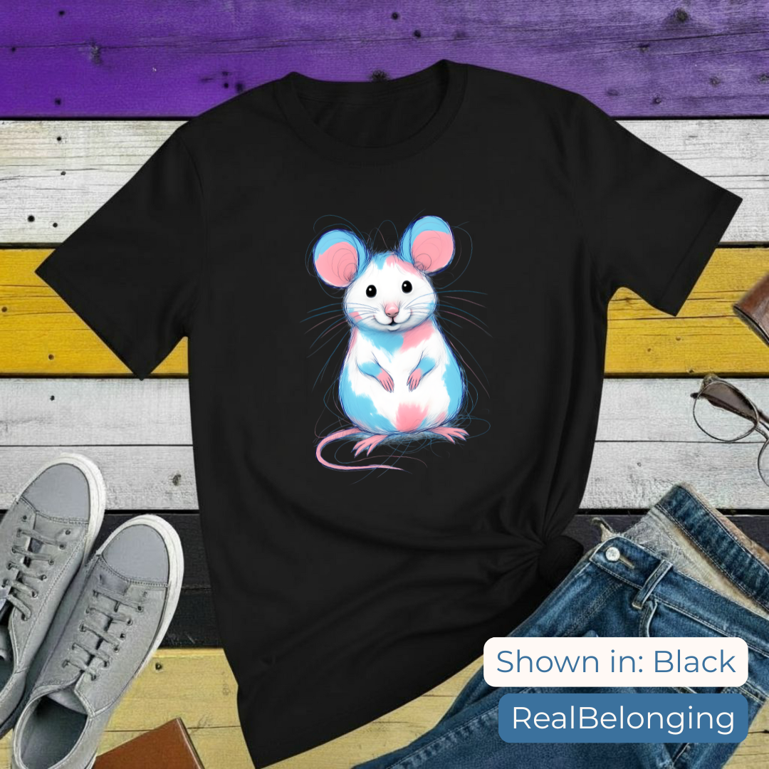 T-Shirt S / Black Transgender Mouse Tee | Adorable AF