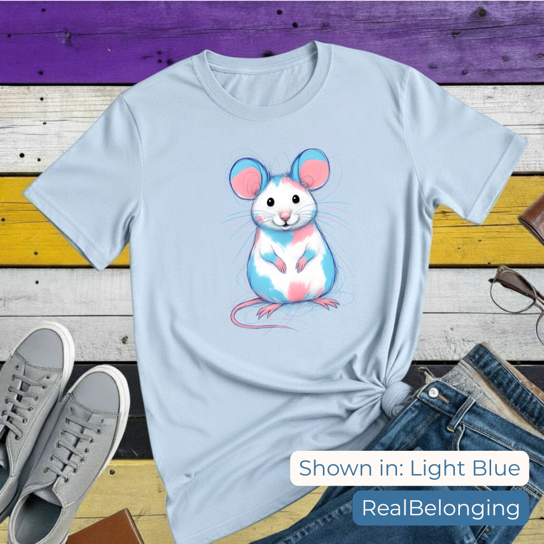 T-Shirt S / Light Blue Transgender Mouse Tee | Adorable AF