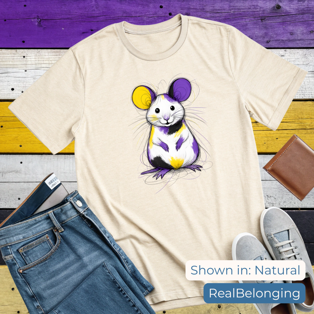 T-Shirt S / Natural Adorable Non-binary Mouse T-shirt