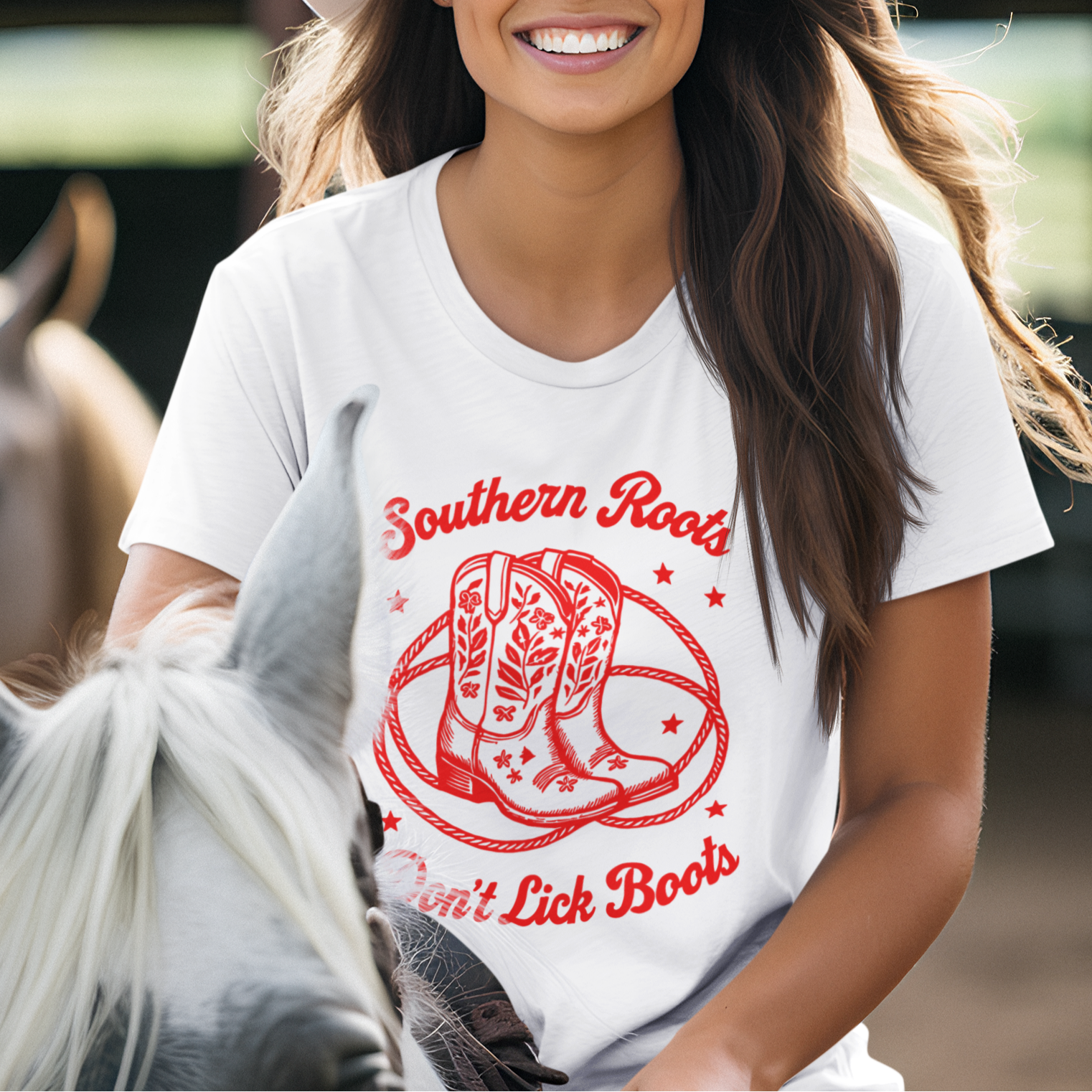 T-Shirt S / White Southern Roots Don't Lick Boots T-shirt
