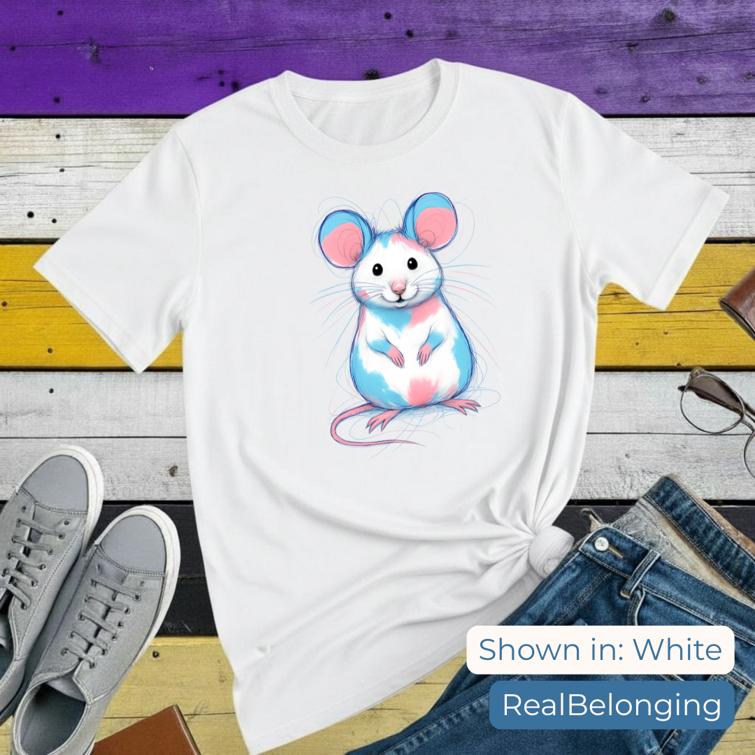 T-Shirt S / White Transgender Mouse Tee | Adorable AF