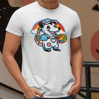 T-Shirt White / S Adorable AF Trans Possum Rainbow Painter