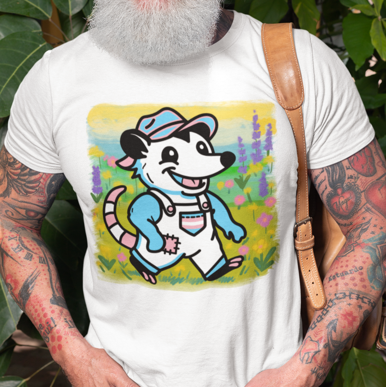 T-Shirt White / S Adorable AF Trans Possum Wildflower Stroll