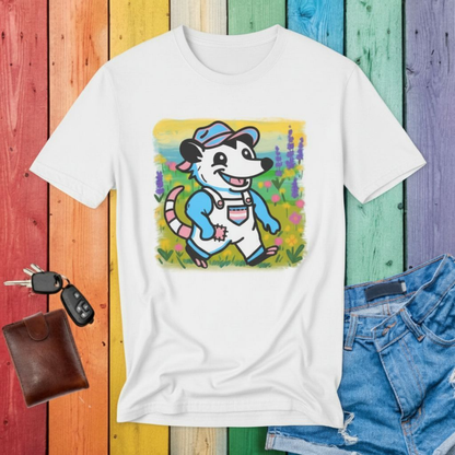 T-Shirt White / S Adorable AF Trans Possum Wildflower Stroll