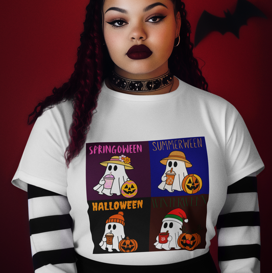 T-Shirt White / S Four Seasons Year-Round Halloween Ghost T-Shirt