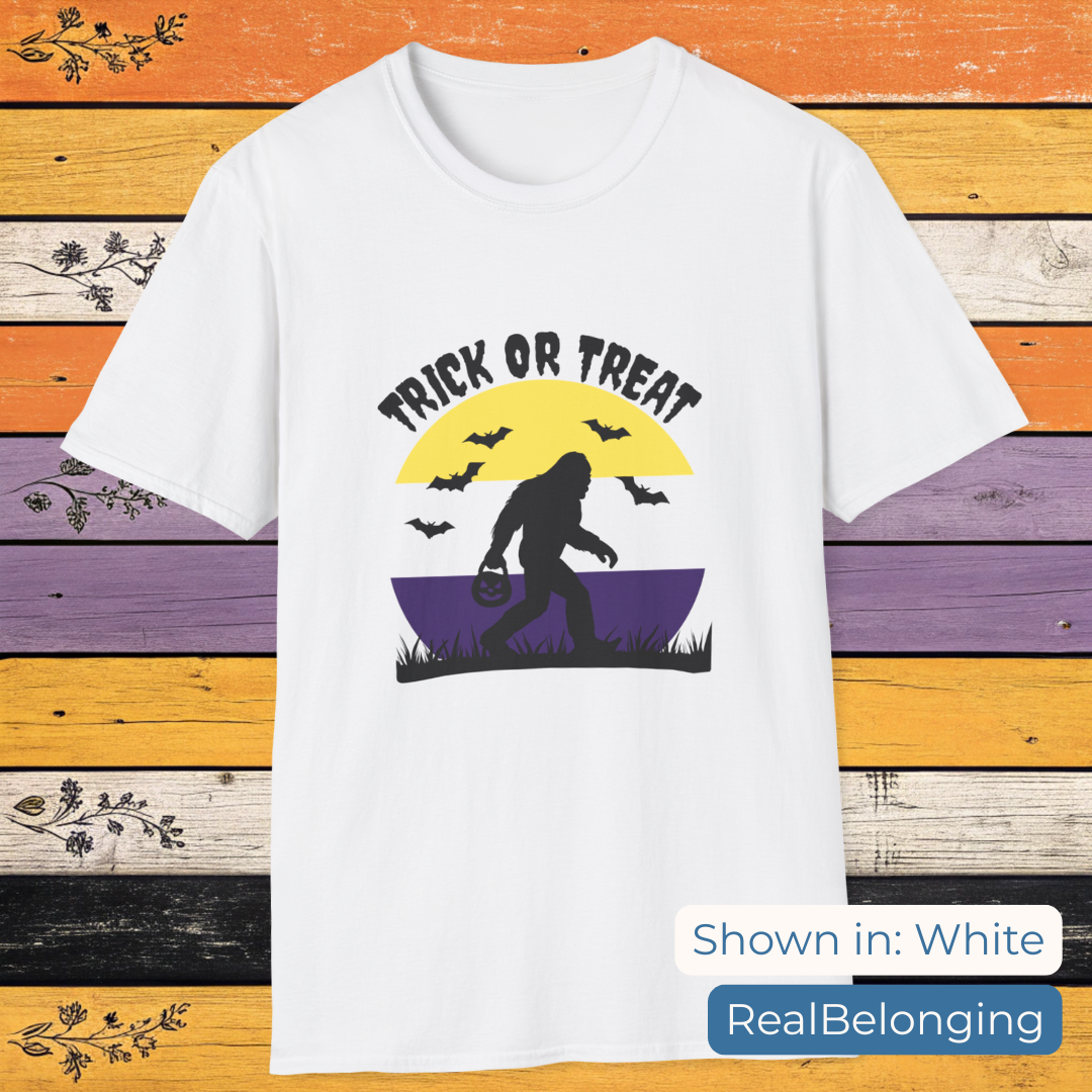 T-Shirt White / S Trick or Treat Non-Binary Sasquatch Halloween Shirt